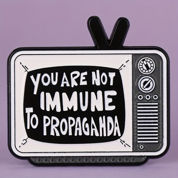 "YOU ARE NOT IMMUNE TO PROPAGANDA” ENAMEL PIN LAPEL PIN BROOCH NWT - Picture 2 of 15